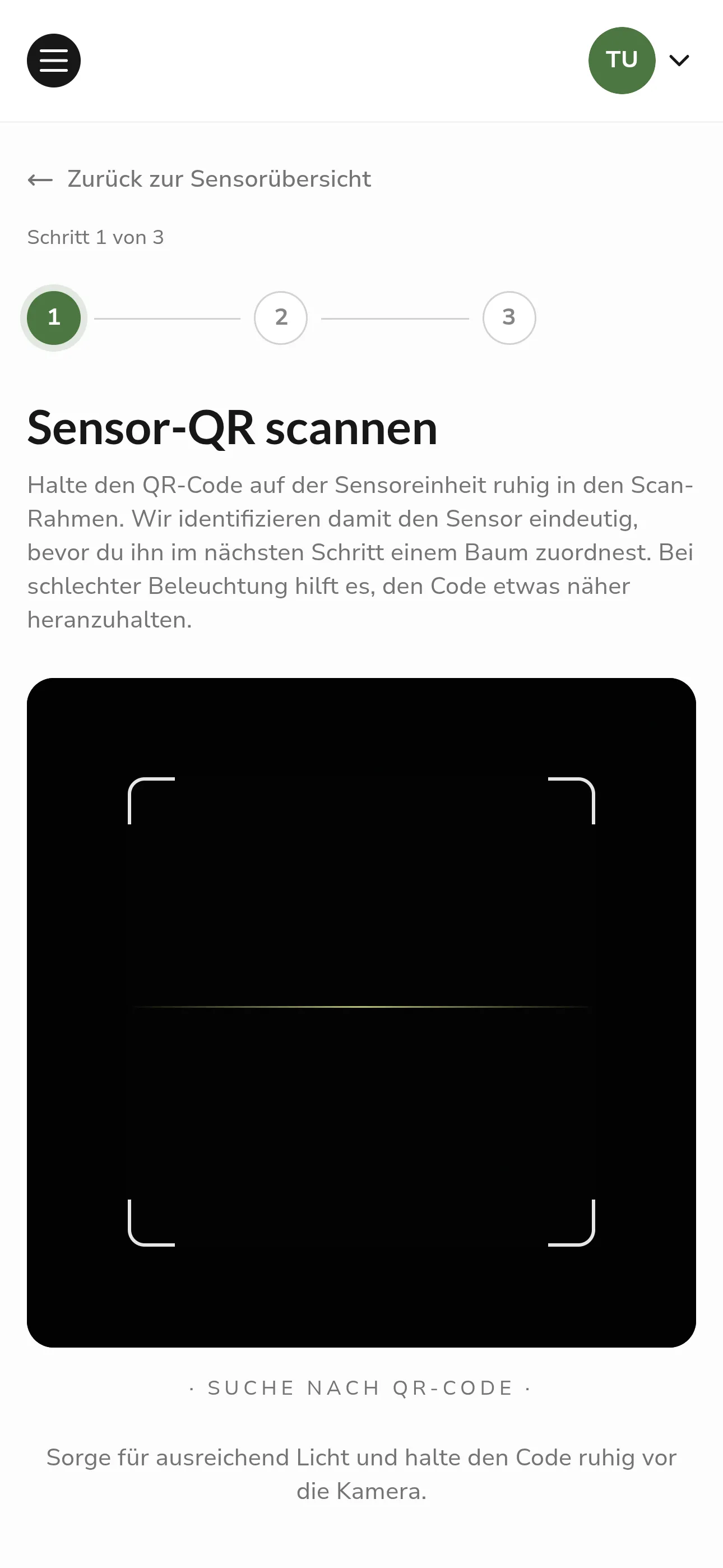 Step 1: Scan the QR code of the sensor