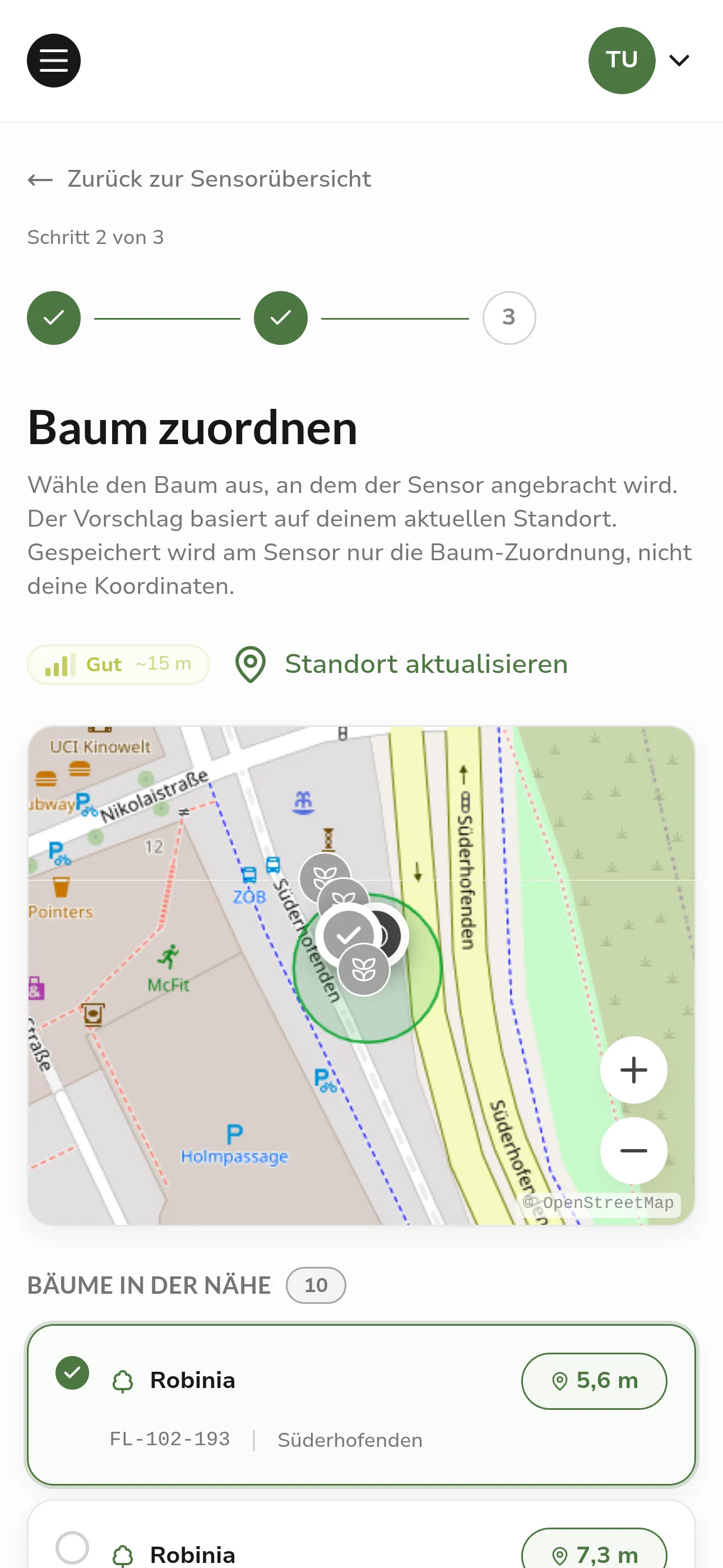 Step 2: Assign the tree based on location