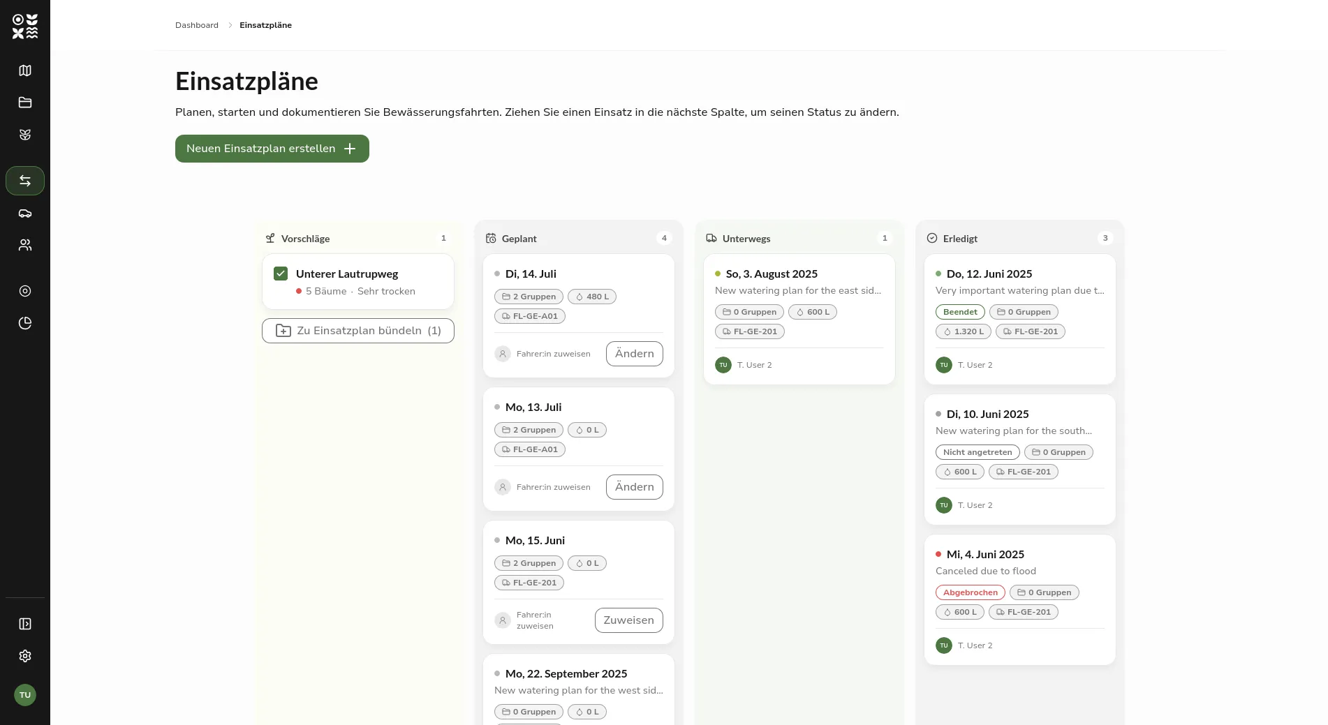 The new Kanban board for operations planning with the columns Suggestions, Planned, In Progress, and Done